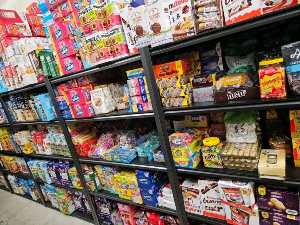 New stock of food, beverages and papers