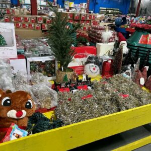 Mixed pallets of cheese,christmas decorations,and many more