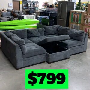 Thomasville Tisdale Modular Fabric Sectional with Storage Ottoman, Grey, BACK IN STOCK!