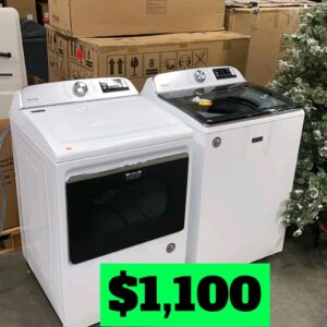 Maytag MVW6200KW Washer & MED6200KW Electric Dryer Side-by-Side White Set