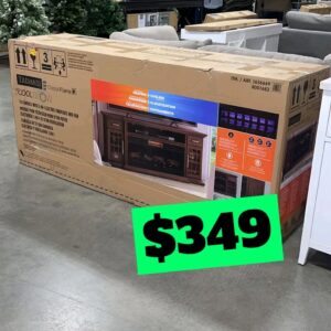 56-in W American Walnut Infrared Quartz Electric Fireplace