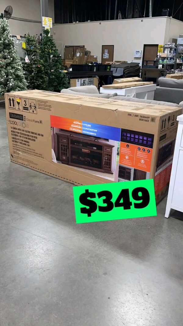 56-in W American Walnut Infrared Quartz Electric Fireplace