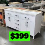 72" White Double Bathroom Vanity Cabinet Sparkle White Quartz Top & Square Sinks